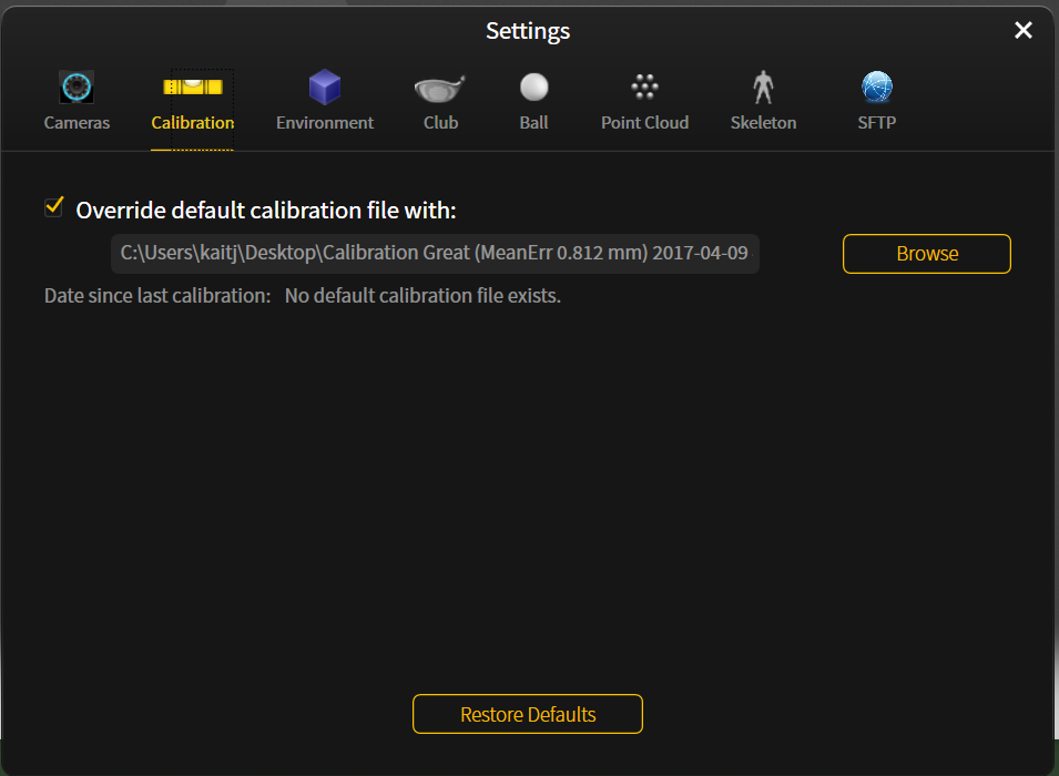 設定：Calibration（キャリブレーション）