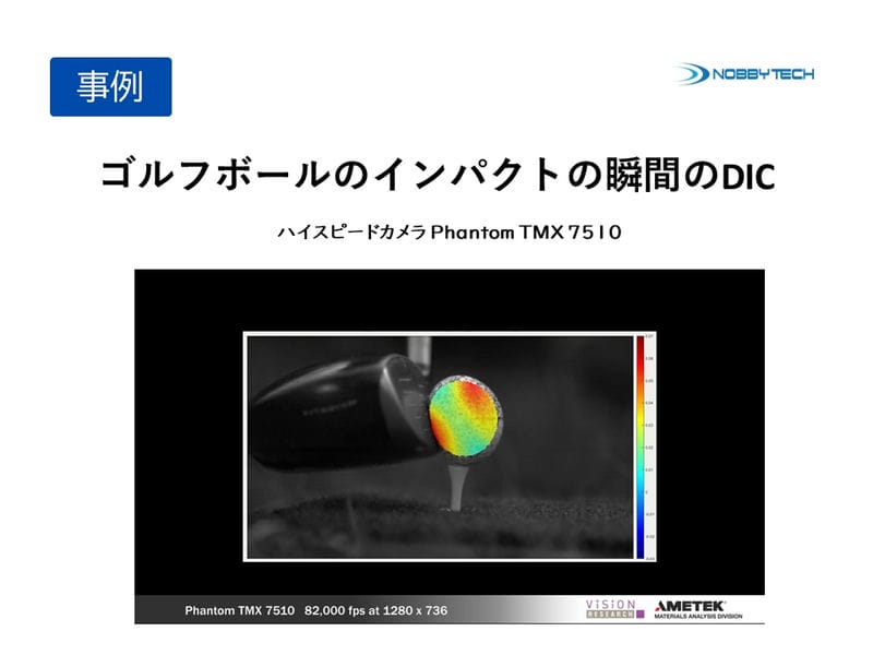 ゴルフボールのインパクトの瞬間のDIC