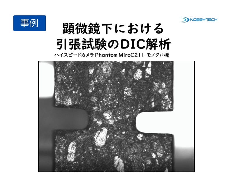 顕微鏡下における引張試験のDIC解析