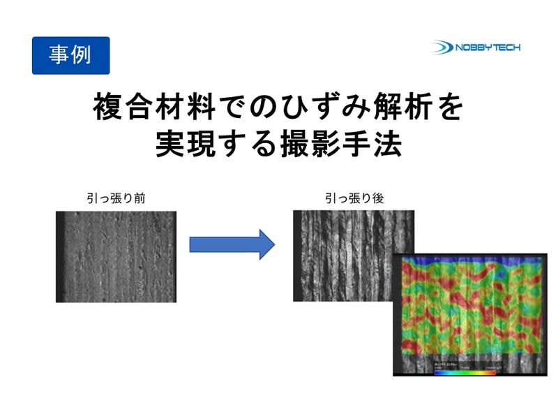 複合材料の引っ張り試験によるDIC(歪み)解析