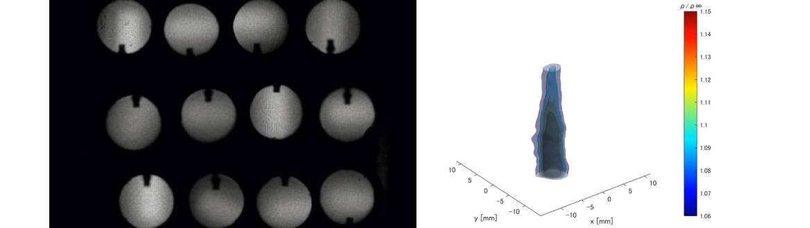 1台の高速度カメラによる時系列3次元非定常密度場計測(亜音速噴流の可視化)
