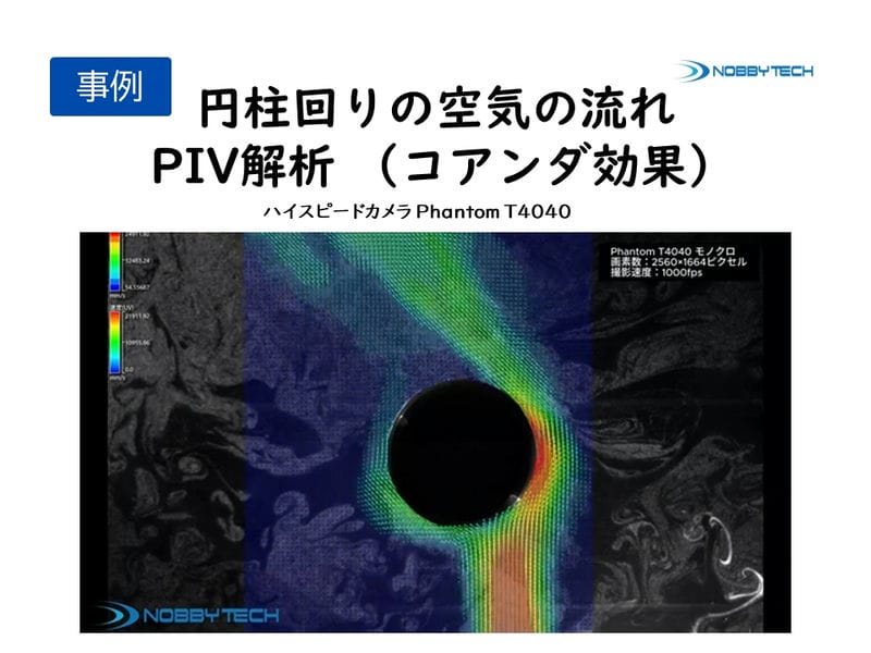 円柱回りの空気の流れ PIV解析 （コアンダ効果）